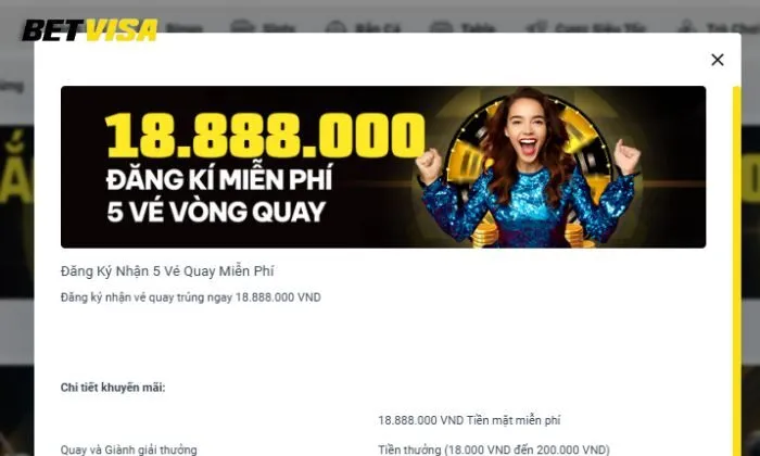 Đăng ký nhận vé quay miễn phí Betvisa Bấm vào liên kết “Quay là thắng”