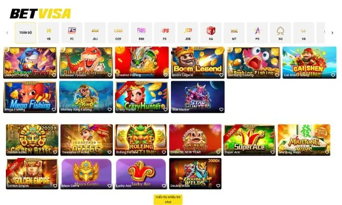 thưởng slots và bắn cá mỗi ngày Betvisa Kho game đổi thưởng hấp dẫn